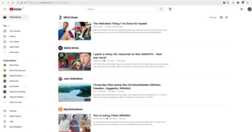 My default start page for YouTube, which is the subscription page.