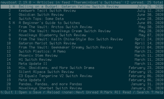 A screenshot of the web feed reader Newsboat