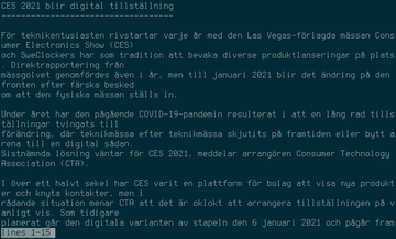 A screenshot of Newsboat with an example feed using my readability script